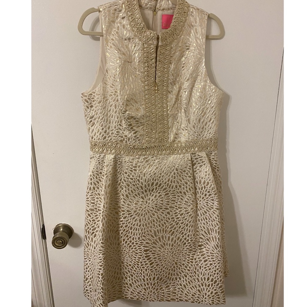 Lilly Pulitzer FRANCI High Collar Gold Dress